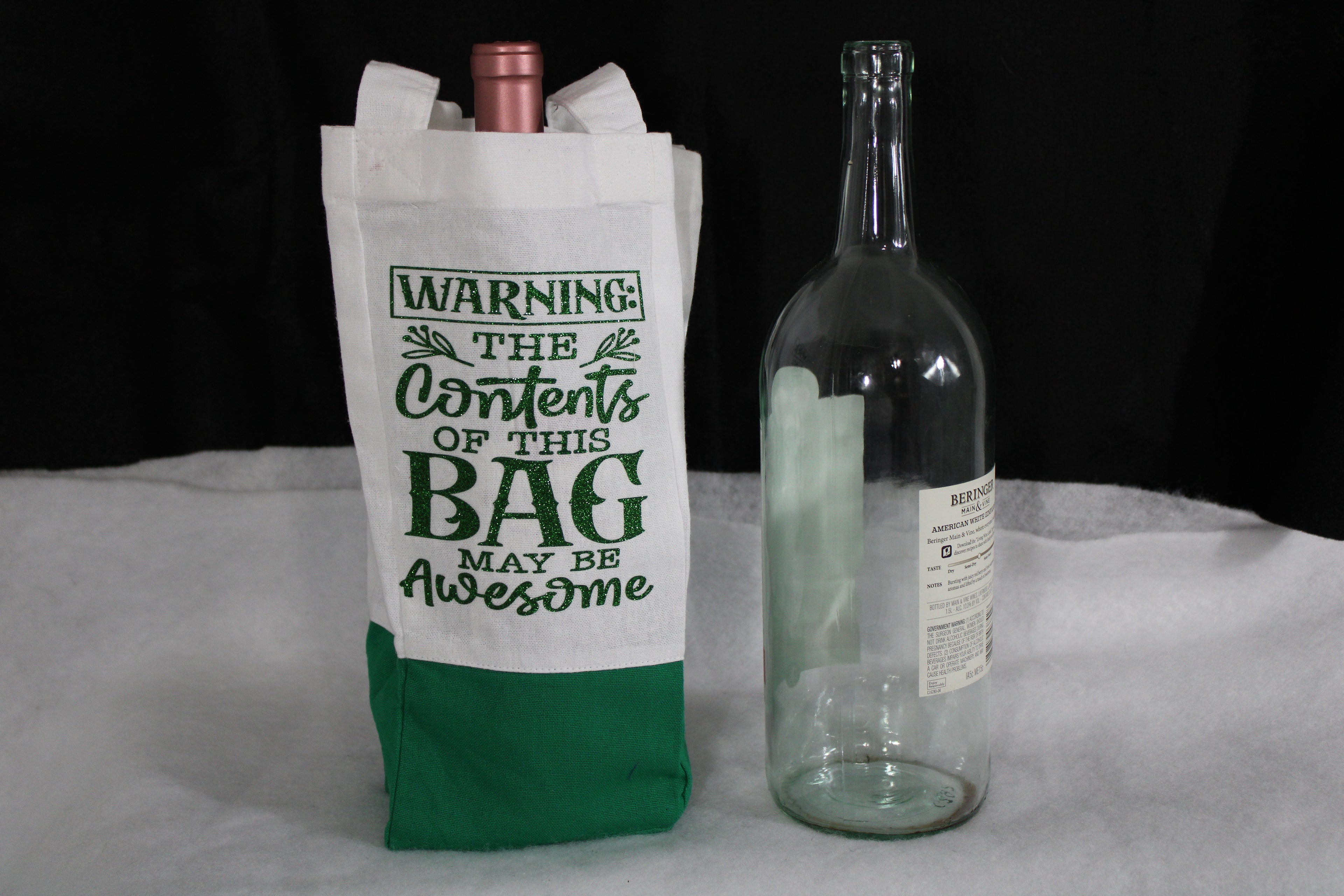 Wine Bottle Canvas Bag, Warning