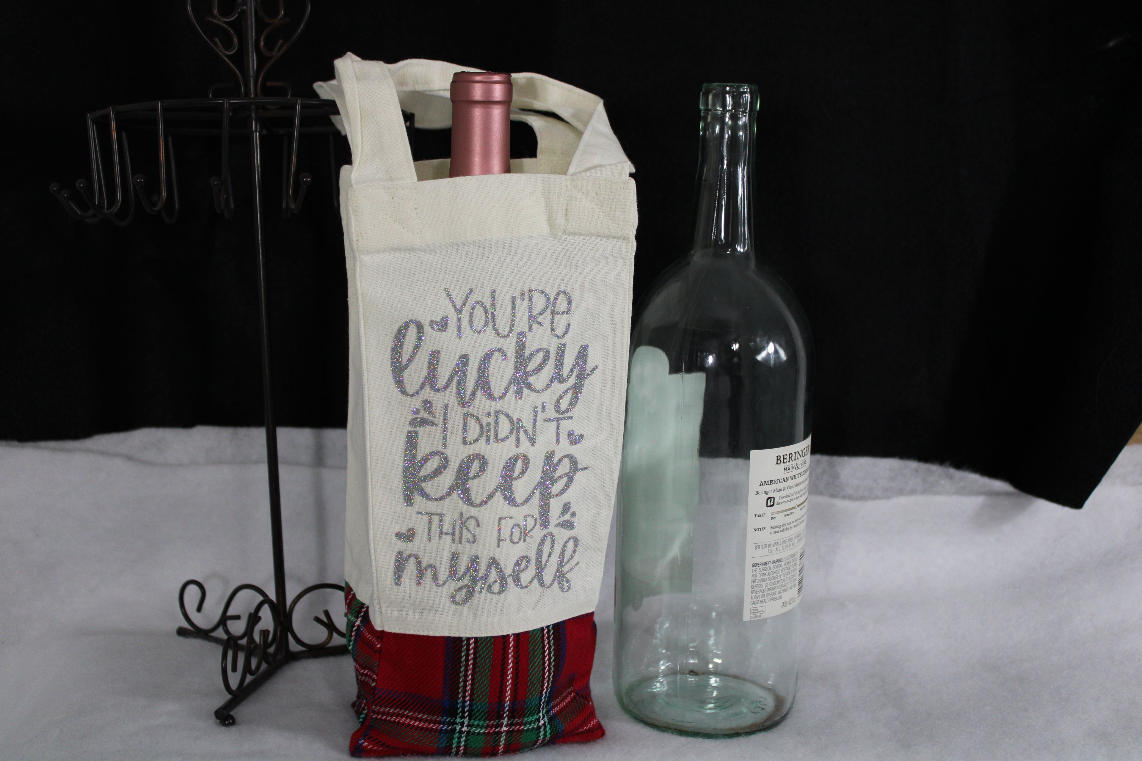 Wine Bottle Canvas Bag-Lucky